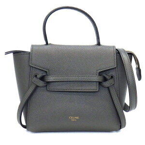 Celine Pico Shoulder Bag Belt Gray Calfskin